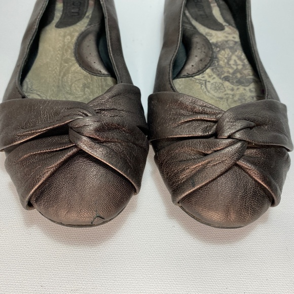 Born Womens Metallic Brown Leather Shoes Ballet Flats Casual Comfort Slip-On 8 - Picture 4 of 9